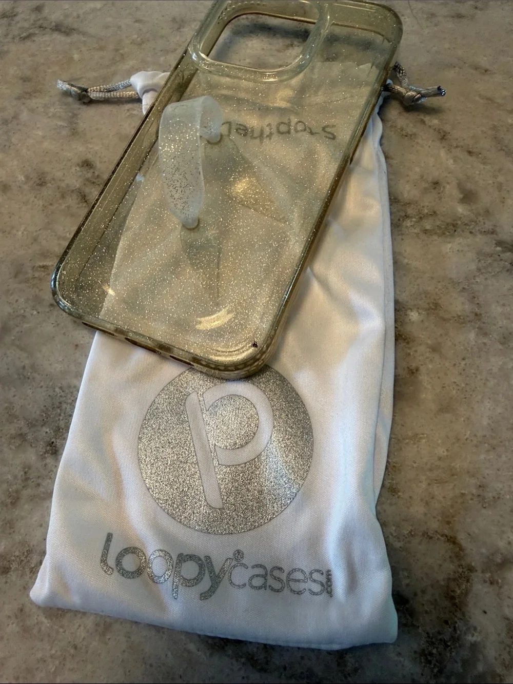 Loopy Clear Glitter Phone Case with Loop - Clear/Silver Glitter-iPhone 15pro